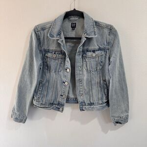 Gap Jean Jacket Girls XXL Denim Blue Light Wash Silver Buttons 100% Cotton